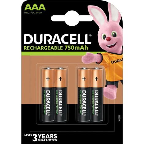 Batteria ricaricabile Duracell hr03 750 mah blister (4 unità)