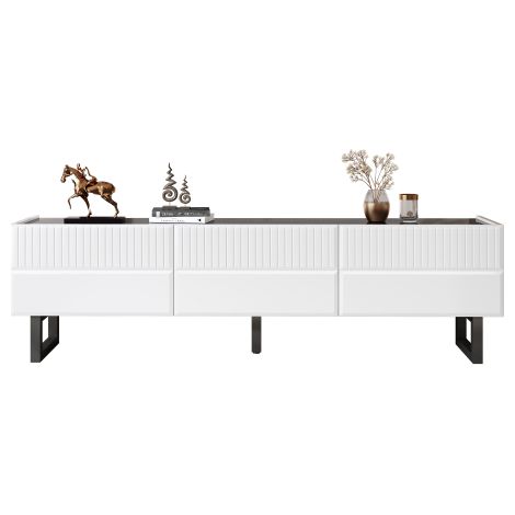 Meuble TV à trois tiroirs – Meuble TV bas. Design classique noir et blanc. (1/5)