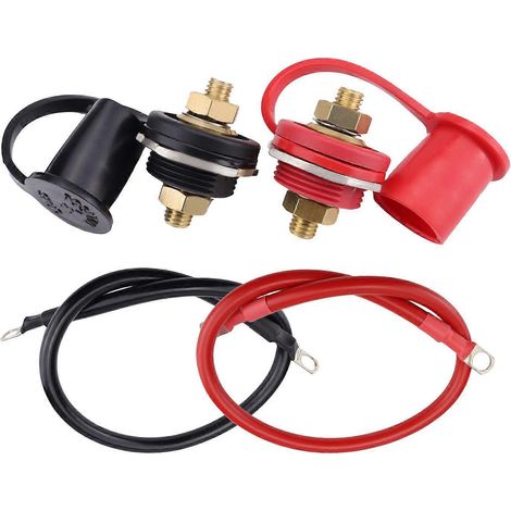 Connecteurs traversants pour batterie 250 A avec couvercle anti-poussière, étanches, avec câbles et borne de charge de batterie à goujon de 3/8 po (1/5)