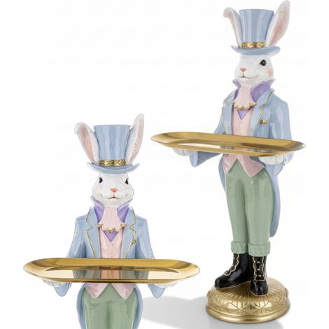 Figurine de lapin avec plateau, décoration de Pâques, printemps, XXL, 59,5 cm (1/5)