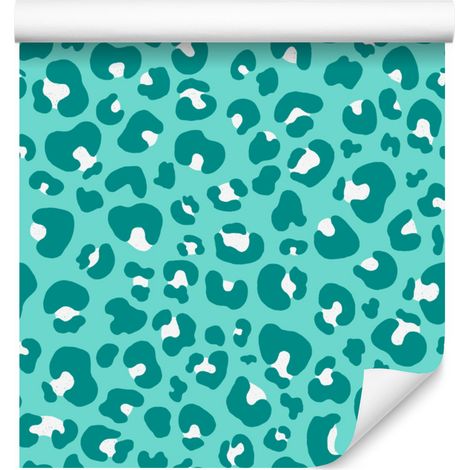 Papier peint imitation peau d'animal turquoise, menthe et céladon 50x1000 cm (1/5)