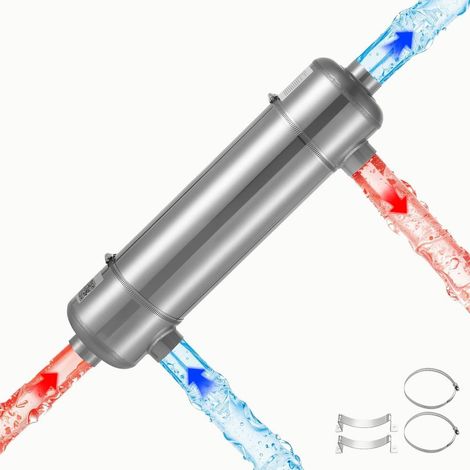 Échangeur Thermique Piscine 210K BTU Inox 316L Chauffage Eau-Eau Spa Bassin MF-210K Argenté (1/5)
