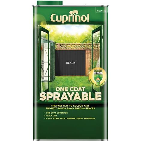 Cuprinol 5355970 One Coat Sprayable Fence Treatment Black 5 litre CUPNSFTBL5L