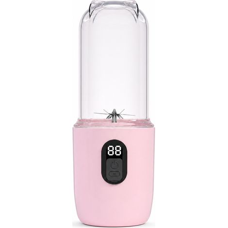 Blender Portable Rose Rechargeable USB avec Gobelet, Écran Numérique, Batterie 1500 mAh et Charge USB-C (1/5)