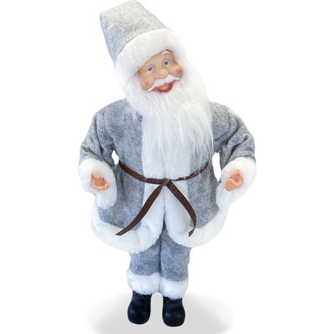 Santa Claus Gris 144197 45H cm avec Mécanisme Carillon Sons et Mouvement