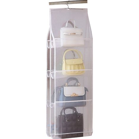 Organisateur de sac à main suspendu, sac de rangement transparent en filet à suspendre à la porte avec 8 poches (1/5)