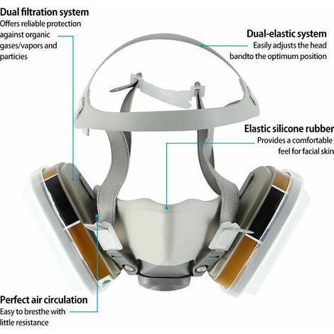 Masque facial intégral 17 en 1, masque à gaz 6200, respirateur, filtre contre les produits chimiques et les aérosols (1/5)