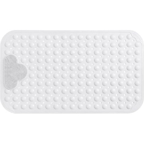Tapis de douche antidérapant, Tapis de Douche avec Coussin Massant, 90 x 60 cm, tapis de bain antidérapant avec ventouses,blanc (1/5)