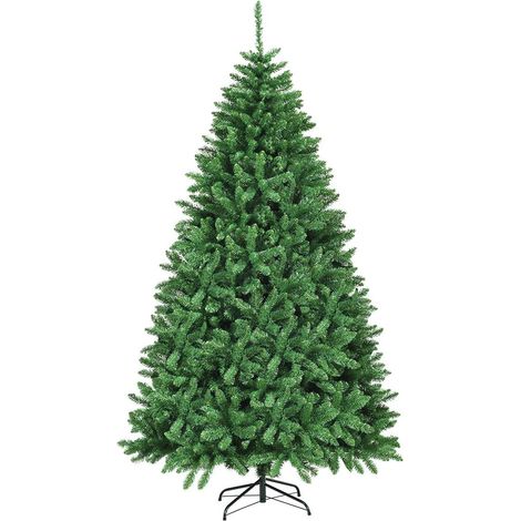 COSTWAY Árbol de Navidad Artificial con Base de Metal y Agujas de PVC Fiesta Decoración Color Verde (Altura 225cm) (1/5)