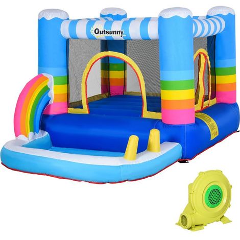 CASTELLO GONFIABILE PER BAMBINI CON TRAMPOLINO. PISCINA POMPA INCLUSA (1/5)