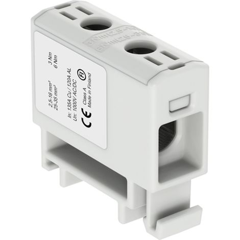 Connecteur alu cuivre gris 2,5 à 35mm² – 1000V AC/DC – Fixation rail DIN – Connexion durable pour câbles aluminium et cuivre