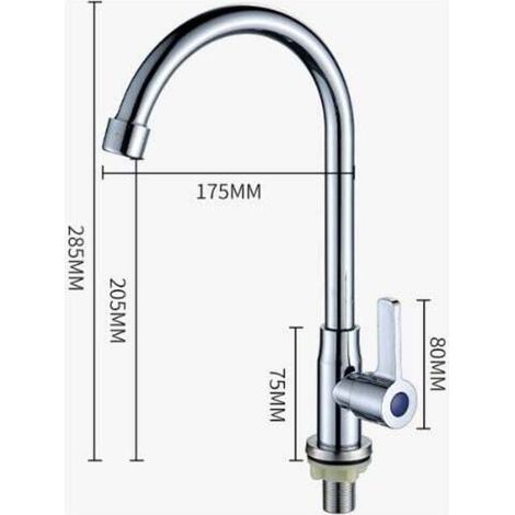 Robinet en laiton Robinet d'eau froide unique Fournitures de cuisine Bassin de légumes Robinet d'évier Robinet d'eau en alliage de zinc Robinet de cuisine vertical Distributeur d'eau d'évier (1/2)