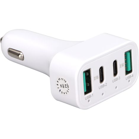 Chargeur Allume‑Cigare 4 Ports 40W Charge Rapide Véhicule DC12V‑24V avec LED