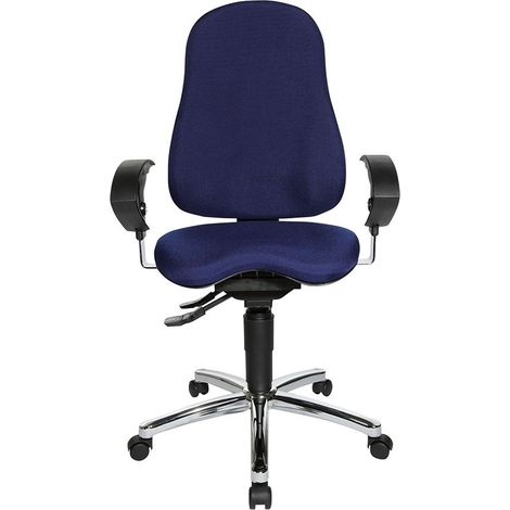 Bürodrehstuhl mit Permanentkontakt blau 460-560 mm mit Armlehnen TOPSTAR (1/5)