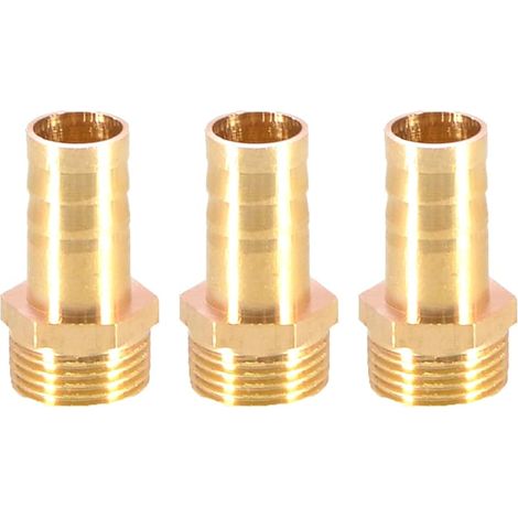 Lot de 3 raccords de tuyau cannelés en laiton 12 mm vers 3/8&34 mâle BSP fileté adaptateur de tuyau (1/3)