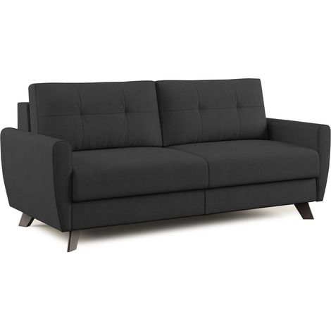 Callisto Schlafsofa aus weichem, wasserfestem Stoff T02 188 cm (mat. 140x197) schwarz (1/5)