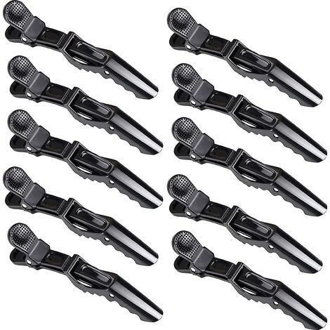noir-10 Pices Pinces Crocodiles Cheveux,barrettes En Crocodile ,pinces Cheveux De Salon Pour Coiffure Sectionnement,la Poigne Antidrapante,pingle (1/4)