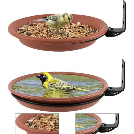 2 Pièces Vogelfutterspender Et Personnel,Pour Le Jardin,Personnel De La Balustrade D'Un Balcon,Vogelfutterhaus La Balustrade D'Un Balcon Rond Avec Support Mural (1/5)