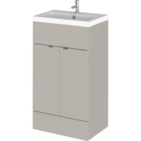 Alrewas Contemporary 2 Door Floor Standing Vanity Unit with Basin, Pebble Grey, 500mm