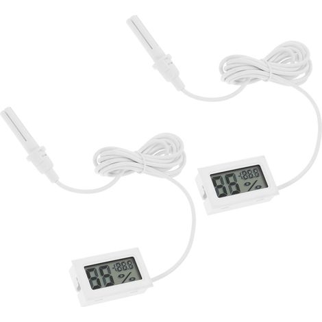 2 Pièces Thermomètre Hygromètre Numérique Sonde Affichage Lcd Celsius Intégré Serre Incubateur Aquarium Réfrigérateur Blanc Lot 2 (1/5)