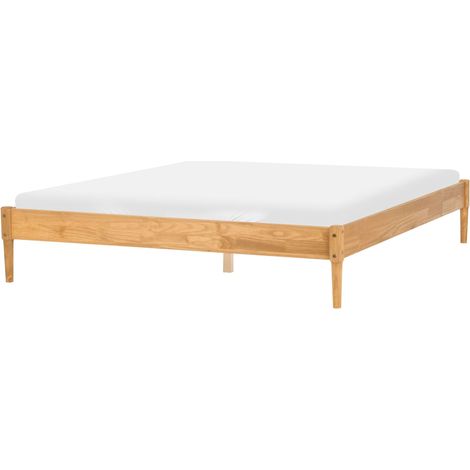 Letto matrimoniale in legno con rete a doghe in pino, senza testiera 180 x 200 cm marrone chiaro Veyrac (1/5)
