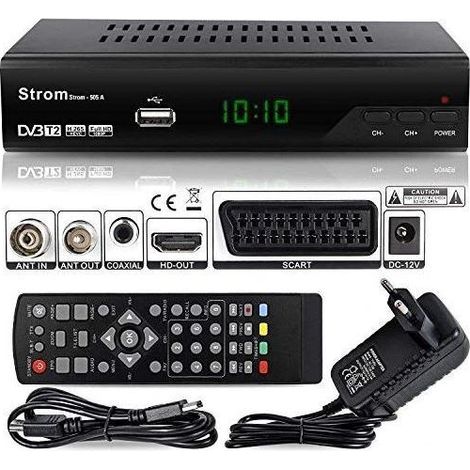 Décodeur Strom 505 Noir TNT Full HD -DVB-T2 - HEVC265 - (HDMI, Péritel, USB, Dolby Digital Plus) (1/4)