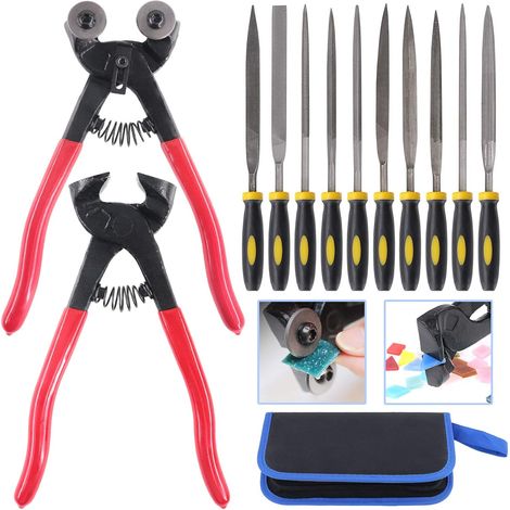 12-piece mosaic tool set, rolling glass mosaic tweezers and tile cutting pliers with 10 high-strength needle files (1/5)