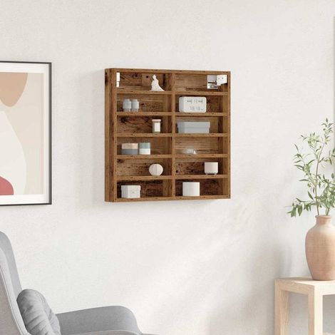 Vitrine mit Regal Altholz 60 x 8,5 x 58 cm Holzwerkstoff