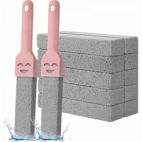 Nettoyant WC en pierre ponce avec 2 poignées et brosse de nettoyage remplaçable pour salle de bain et cuisine, 10 pièces (1/5)