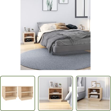Nachttisch Kiefer -  Nachttische 2 Stk. 40x34x40 cm Massivholz Kiefer (1/5)