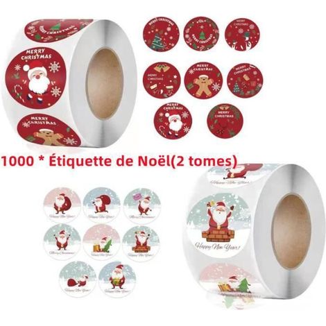 Étiquette de Noël - Autocollants enveloppe de Noël - Décoration cadeaux - Papier - Rouge/Blanc - 3.8cm/2.5cm multi ETIQUETTE CADEAU (1/4)