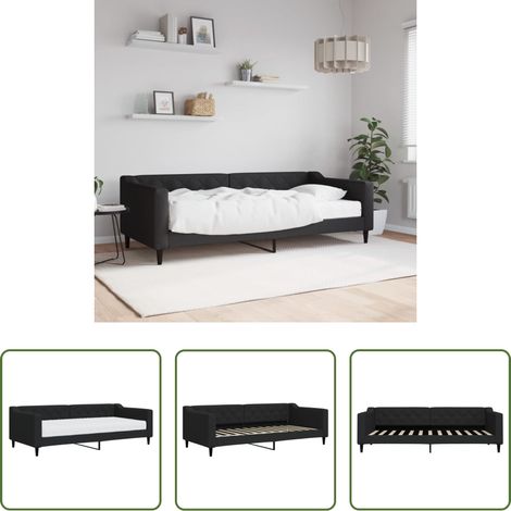 Schlafsofa -  Tagesbett mit Matratze Schwarz 90x200 cm Stoff (1/5)