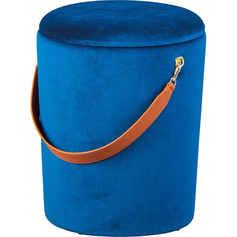 PRIYA - Pouf avec Coffre et Lanière Bleu Nuit (1/4)