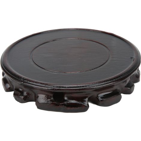 Socle d'exposition en bois vintage pour objets décoratifs - Piédestal avec gravure rétro - Diamètre 13 cm, idéal pour décoration intérieure (1/5)