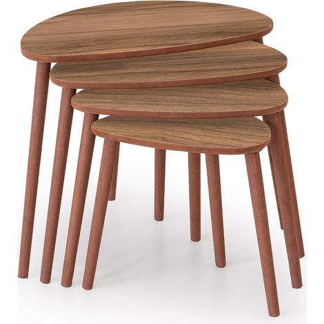 Nora", tavolo a nido di 4 pezzi in legno 68 x 45 x 55 cm - Noce