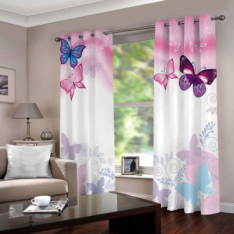 Rose Lot de 2 Rideaux Occultants, Papillon Rideau Thermique Isolant Anti Froid, 140x200, Rideau Occultant avec Œillets Rideau Fenetre - 140L X 200H cm (2 Panneaux) (1/5)