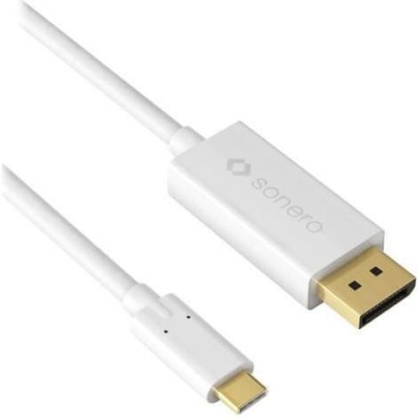Câble vidéo-audio DisplayPort - USB USB-C (M) pour DisplayPort (M) 1 m double blindage blanc rond -