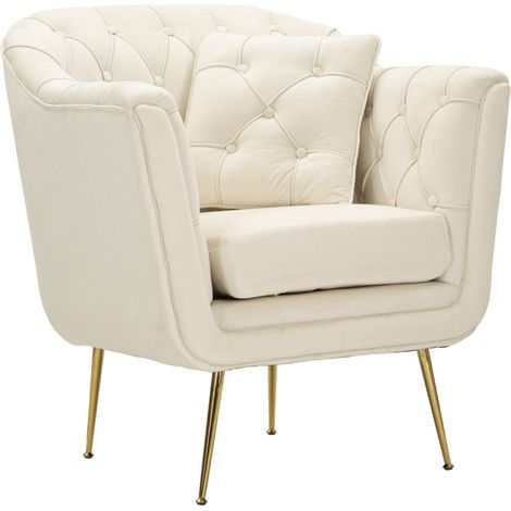 Poltrona Budapest con cuscino in ferro e tessuto crema 88x83x91 cm