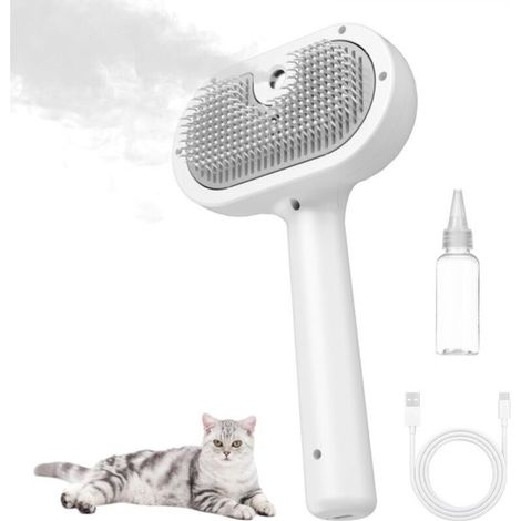 Brosse à vapeur pour chats, brosse à vapeur 3 en 1 pour chiens et chats, outil d'épilation pour animaux de compagnie, élimine l'inconfort, convient au massage et au coiffage