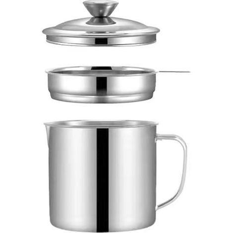 1 Pot à huile en acier inoxydable 304 avec filtre intégré et couvercle pour cuisine domestique (1/5)