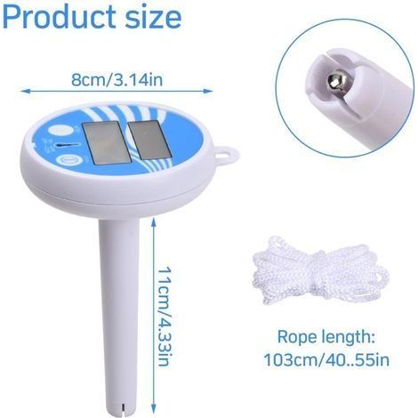 Poolthermometer, schwimmendes Poolthermometer, Solar-Poolthermometer, digitales Poolthermometer, LCD-Wassertemperaturthermometer für Schwimmbäder, Whirlpools und Spas, gut ablesbar (1/4)