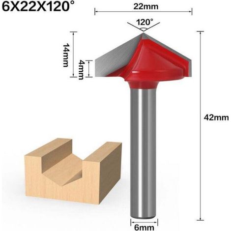 4pcs Fraise à rainurer,Queue de 6mm,Acier au carbone,Alliage YG8,60° 90° 120° 150°,Pour CNC et défonceuse (1/4)