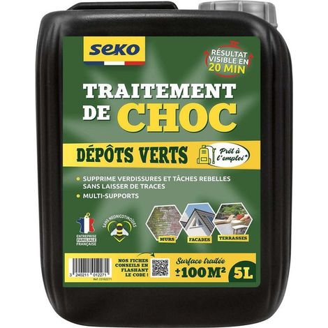 Traitement choc dépôts verts 5L Élimination rapide des mousses et algues Action concentrée pour surfaces extérieures (1/2)