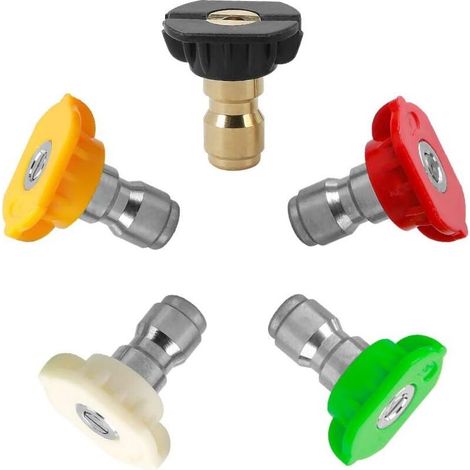 Ugello per idropulitrice ad alta pressione, connettore da 1/4", multiangolo (0 gradi, 15 gradi, 25 gradi, 40 gradi, sapone) 3,0 GPM (1/4)