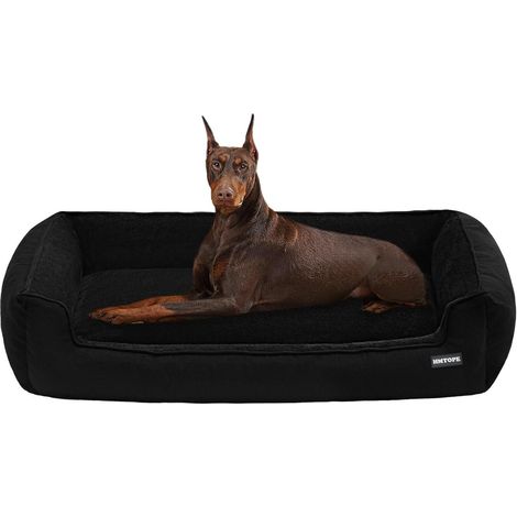 Hundebett Hundesofa Abnehmbar Waschbar L 120 x B 90 x H 30 cm Schwarz (1/5)