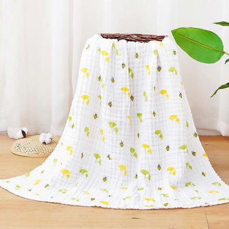 Gélule de lit multifonctionnelle en pur coton seersucker doux à six couches pour nouveau-né, gigoteuse, serviette de bain et couverture pour poussette.