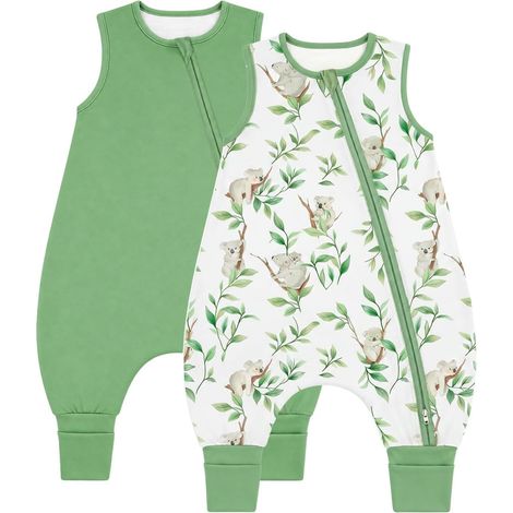 Gigoteuse pour bébé avec jambes - 1,5 tog - 100 % coton - Gigoteuse douce pour tout-petits avec pieds - 6 mois - 6 ans (1/5)