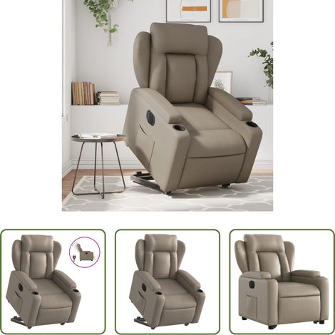 vidaXL Liegefunktion -  Relaxsessel mit Aufstehhilfe Elektrisch Cappuccino Kunstleder