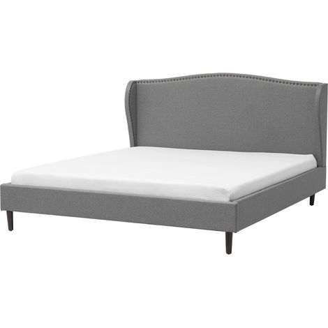 Letto Imbottito Velluto Grigio a Doghe Testiera Trapuntata 180 x 200 cm Colmar