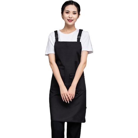 Tablier Chef Coton Canvas Croisé Dos - Imperméable - Grandes Poches - Pour Barbecue Grill Coiffure Esthétique Cuisine Menuiserie - 1 Pièce (1/5)